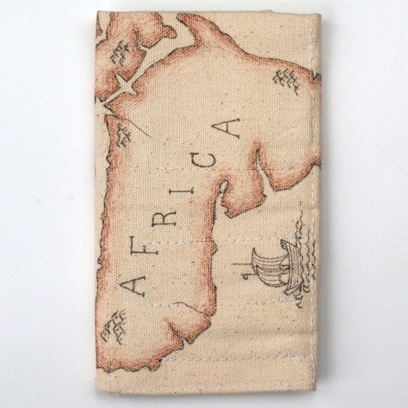 Trifold wallet hand drawn wold map men's for him - Picture 2 of 6